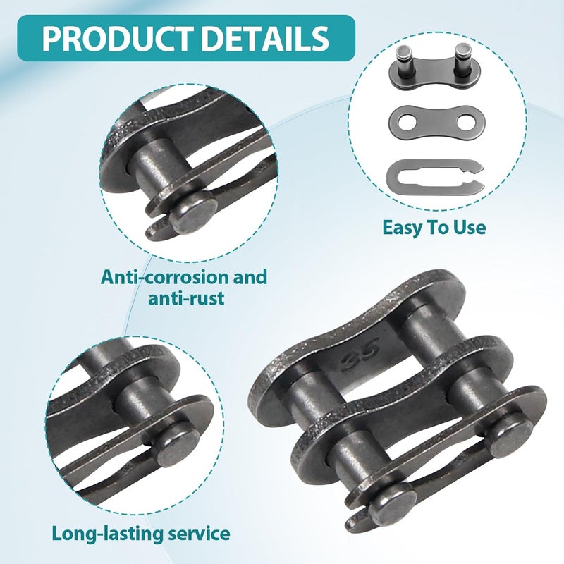 Grngven 12 Pcs #35 Master Link for Bicycle Chain, Chain Master Link, Bike Chain Link Connector for Motorcycles Bicycles Mini Bikes - Image 3